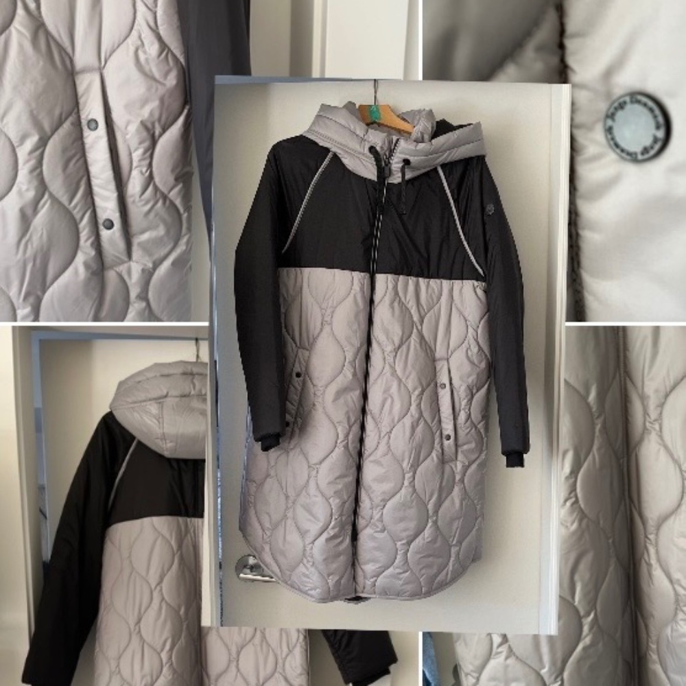 JUNGE Two tone Puffer coat. Grey and Black. NWT